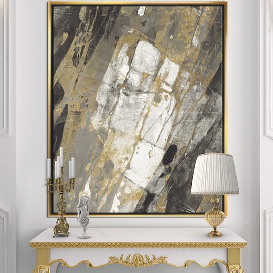 Designart - Gold, Black and White Hanpainted Abstract